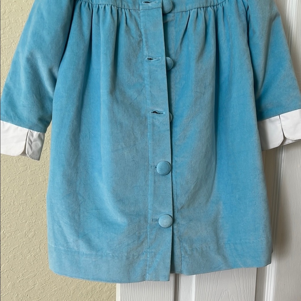 Blue Dress with Long Puff Sleeves and Peter Pan Collar - Picture 10 of 10